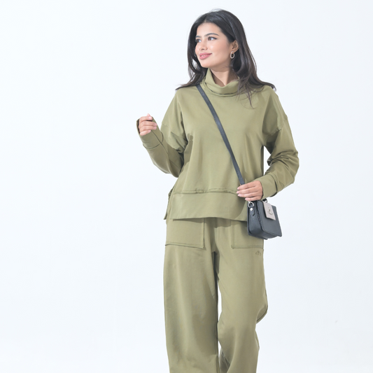 100% Supima Cotton Ella Coord Set Olive Green